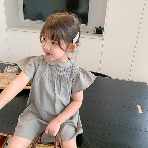 Girls' Summer Embroidered Doll Neck Dress